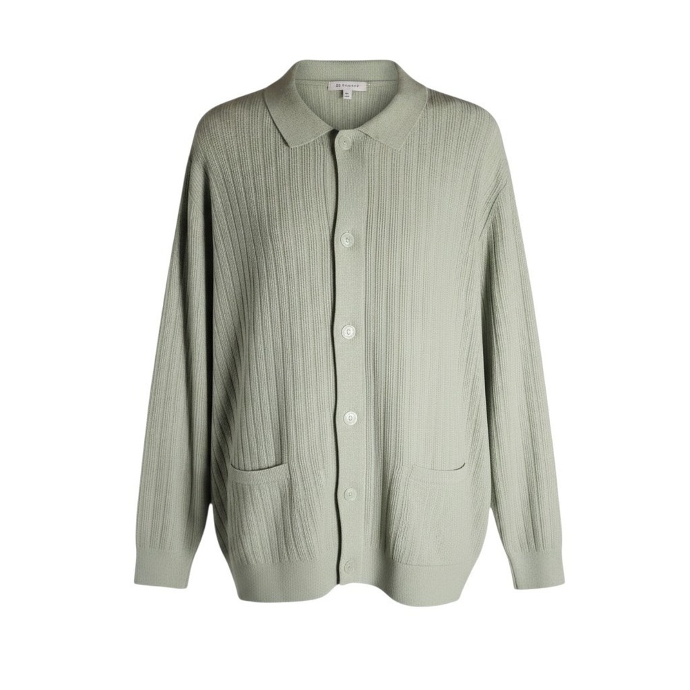 Goodfellow&Co Men XXL Olive Green Collared Cardigan Sweater Textured Knit Button